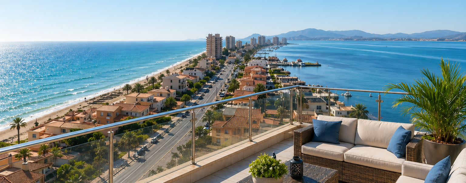 Balkon met uitzicht op La Manga del Mar Menor